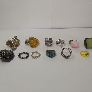 Fashion Jewelry Ring Lot Statement Rings Elastic Variety Sizes Styles Lot 12